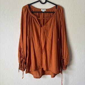 Sundance | Women's 100% Cotton Boho Flowy Augustine Blouse Size XS Ginger Orange